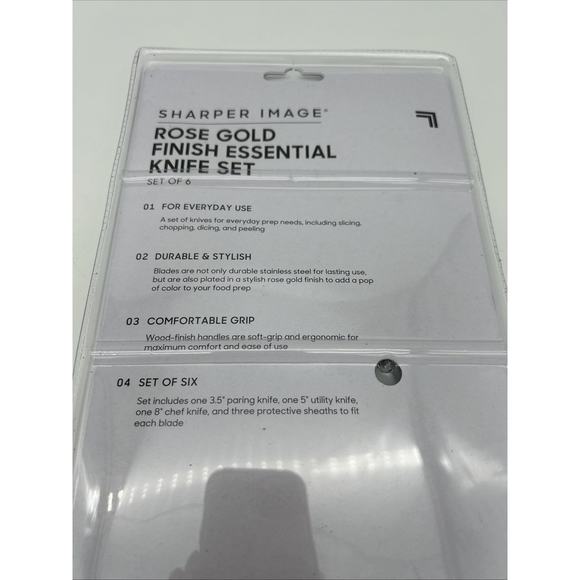 Sharper Image Rose Gold Finish Knife Set 3 Knives Sheaths Pairing Utility Chef - Picture 6 of 7